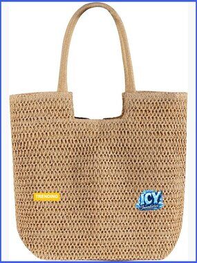 Straw Beach Bags Women Summer Woven Tote Bag Large Boho Shoulder Handbags